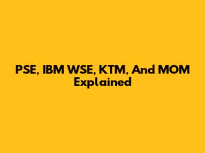 PSE, IBM WSE, KTM, And MOM Explained