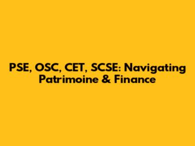 PSE, OSC, CET, SCSE: Navigating Patrimoine & Finance