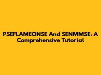 PSEFLAMEONSE And SENMMSE: A Comprehensive Tutorial
