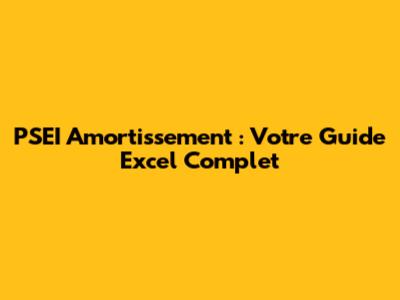 PSEI Amortissement : Votre Guide Excel Complet