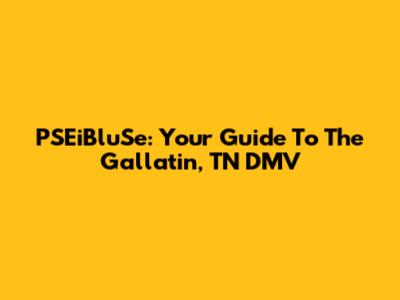 PSEiBluSe: Your Guide To The Gallatin, TN DMV