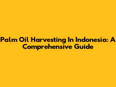 Palm Oil Harvesting In Indonesia: A Comprehensive Guide
