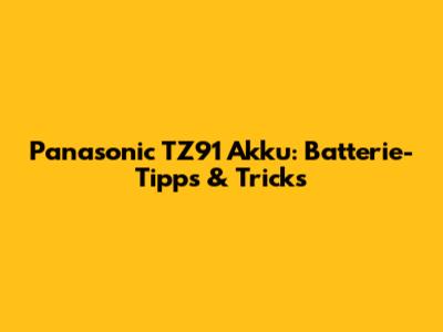 Panasonic TZ91 Akku: Batterie-Tipps & Tricks