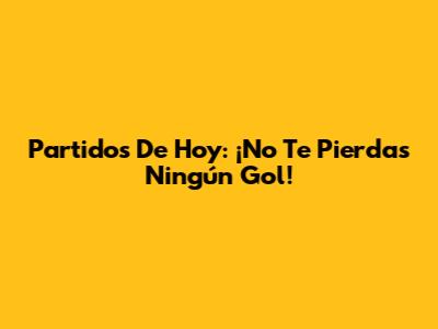 Partidos De Hoy: ¡No Te Pierdas Ningún Gol!