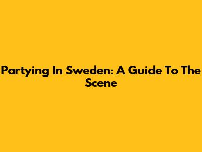 Partying In Sweden: A Guide To The Scene