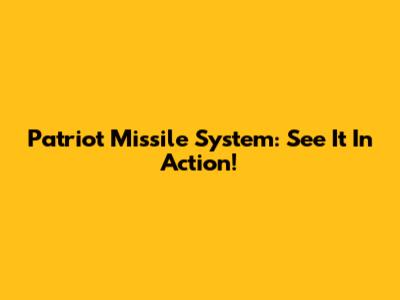 Patriot Missile System: See It In Action!