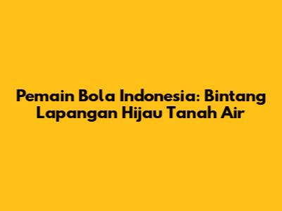Pemain Bola Indonesia: Bintang Lapangan Hijau Tanah Air