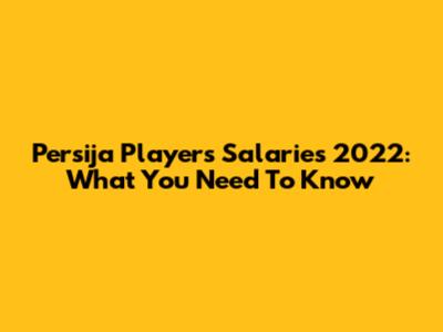Persija Players' Salaries 2022: What You Need To Know