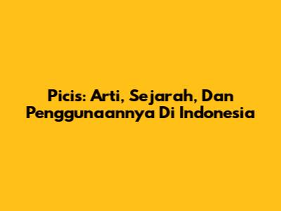 Picis: Arti, Sejarah, Dan Penggunaannya Di Indonesia