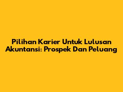 Pilihan Karier Untuk Lulusan Akuntansi: Prospek Dan Peluang