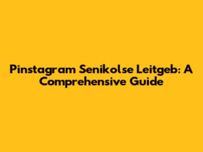 Pinstagram Senikolse Leitgeb: A Comprehensive Guide