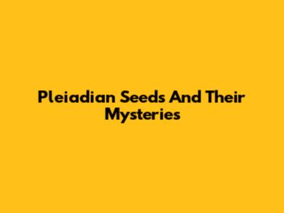 Pleiadian Seeds And Their Mysteries