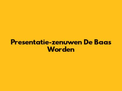 Presentatie-zenuwen De Baas Worden