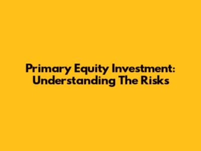 Primary Equity Investment: Understanding The Risks