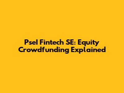 PseI Fintech SE: Equity Crowdfunding Explained