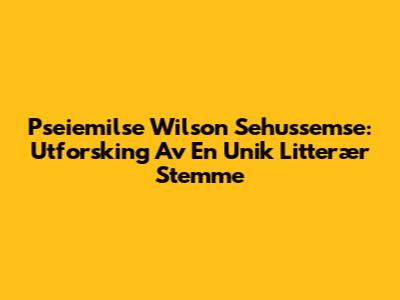 Pseiemilse Wilson Sehussemse: Utforsking Av En Unik Litterær Stemme