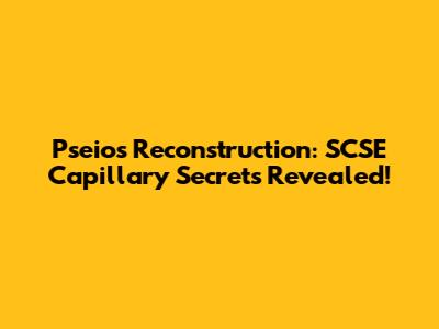 Pseios Reconstruction: SCSE Capillary Secrets Revealed!