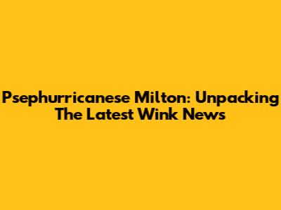 Psephurricanese Milton: Unpacking The Latest Wink News