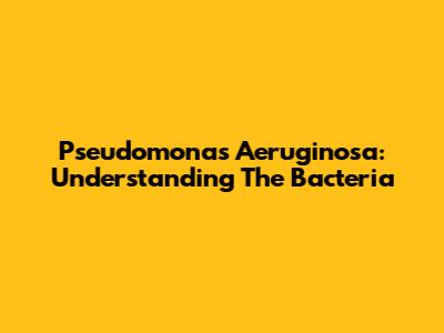 Pseudomonas Aeruginosa: Understanding The Bacteria