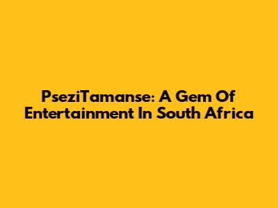 PseziTamanse: A Gem Of Entertainment In South Africa