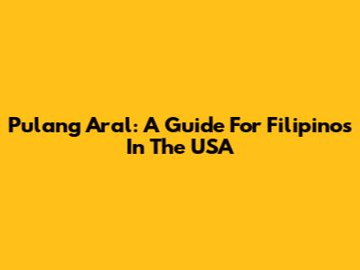 Pulang Aral: A Guide For Filipinos In The USA