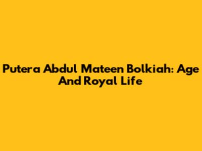 Putera Abdul Mateen Bolkiah: Age And Royal Life