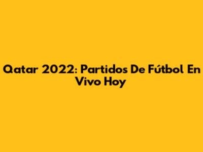 Qatar 2022: Partidos De Fútbol En Vivo Hoy