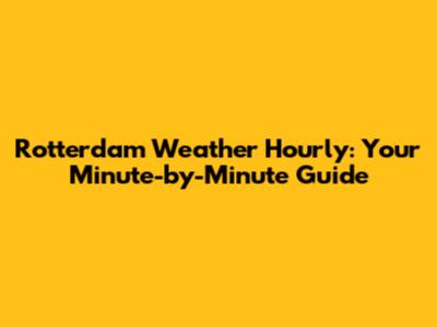 Rotterdam Weather Hourly: Your Minute-by-Minute Guide
