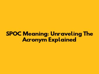 SPOC Meaning: Unraveling The Acronym Explained