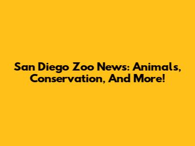 San Diego Zoo News: Animals, Conservation, And More!