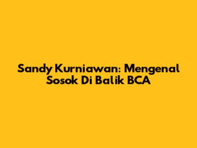 Sandy Kurniawan: Mengenal Sosok Di Balik BCA