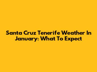 Santa Cruz Tenerife Weather In January: What To Expect