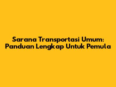 Sarana Transportasi Umum: Panduan Lengkap Untuk Pemula
