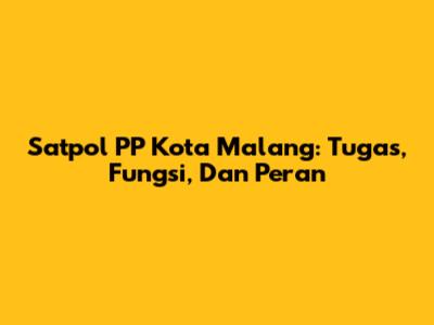 Satpol PP Kota Malang: Tugas, Fungsi, Dan Peran
