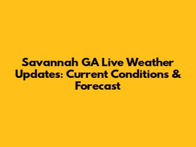 Savannah GA Live Weather Updates: Current Conditions & Forecast