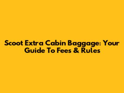 Scoot Extra Cabin Baggage: Your Guide To Fees & Rules