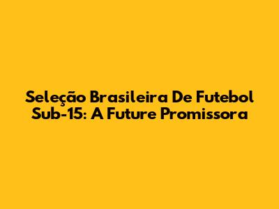Seleção Brasileira De Futebol Sub-15: A Future Promissora