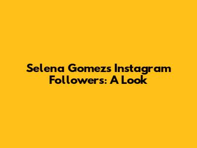 Selena Gomez's Instagram Followers: A Look