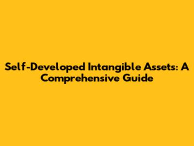 Self-Developed Intangible Assets: A Comprehensive Guide