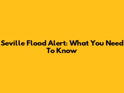 Seville Flood Alert: What You Need To Know