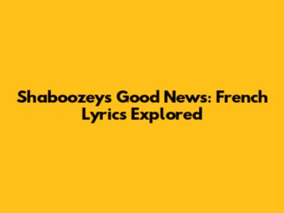 Shaboozey's 'Good News': French Lyrics Explored
