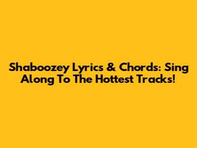 Shaboozey Lyrics & Chords: Sing Along To The Hottest Tracks!