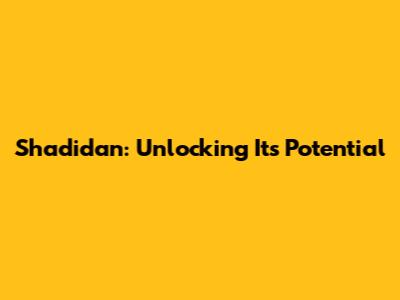 Shadidan: Unlocking Its Potential