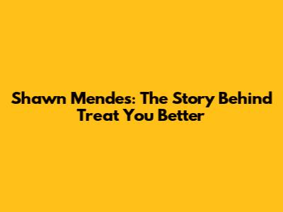 Shawn Mendes: The Story Behind 'Treat You Better'