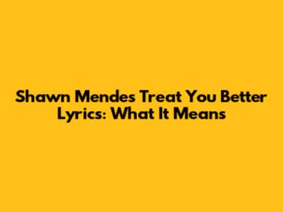 Shawn Mendes "Treat You Better" Lyrics: What It Means