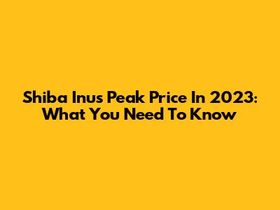 Shiba Inu's Peak Price In 2023: What You Need To Know
