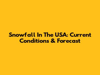 Snowfall In The USA: Current Conditions & Forecast