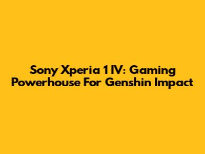 Sony Xperia 1 IV: Gaming Powerhouse For Genshin Impact