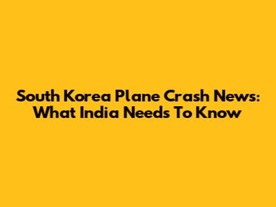 South Korea Plane Crash News: What India Needs To Know