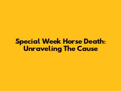 Special Week Horse Death: Unraveling The Cause